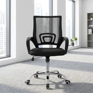 Contour Mesh Office Chair with lumbar support and chrome swivel base