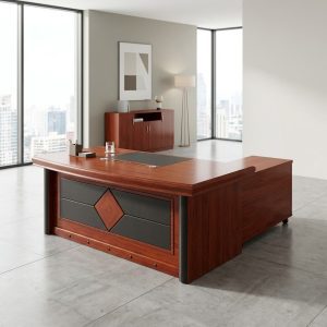 1.6M Director Office Desk in mahogany finish with side return