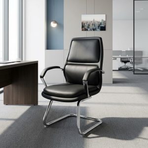 Amy Executive Guest Chair with black upholstery and chrome cantilever base