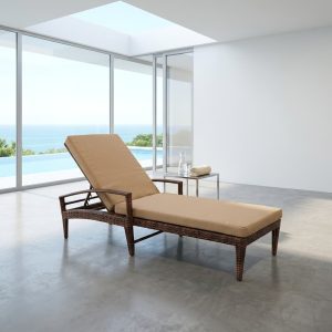 Rattan Poolside Sun Lounger with full-length padded cushion