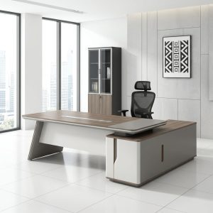 2.4M Executive Director Desk with integrated side return and two-tone finish