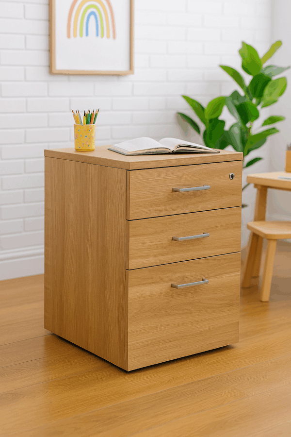 3-Drawer Wooden Mobile Pedestal