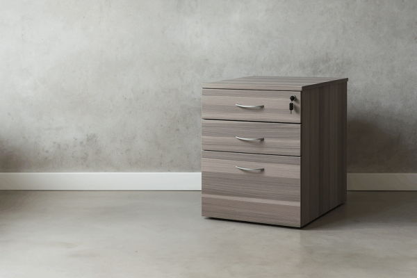 3-Drawer Wooden Mobile Pedestal - Image 4