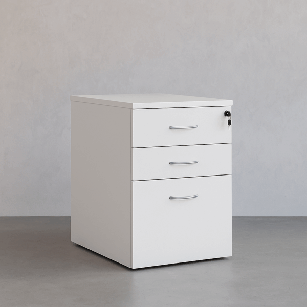 3-Drawer Wooden Mobile Pedestal - Image 3