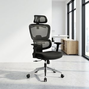 High Back Executive Office Chair with mesh headrest and adjustable armrests