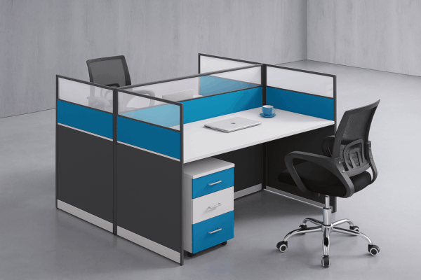 2-Way Modular Workstation – Contemporary Design with Frosted Glass Panels
