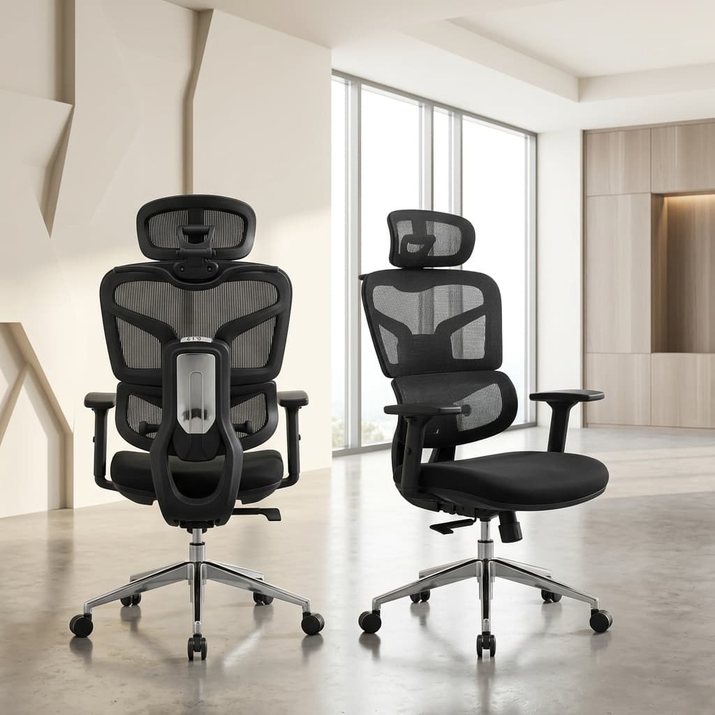 Deluxe Mesh Office Chair with adjustable backrest, 3D headrest, and ergonomic mesh design