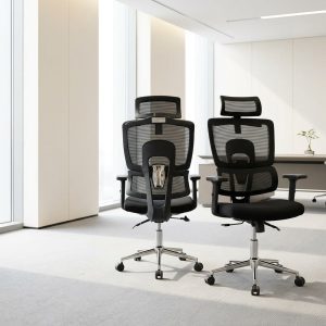 Orthopedic High-Back Office Seat with breathable mesh back and adjustable headrest