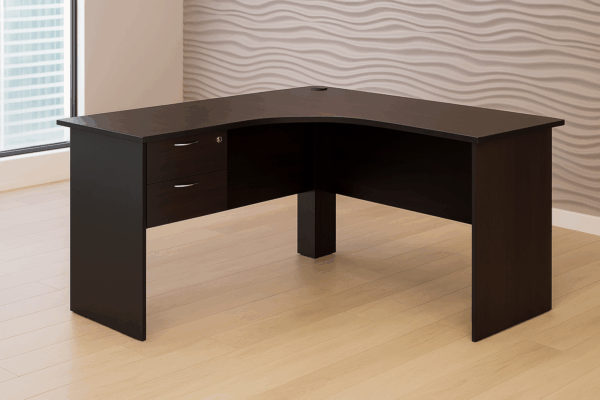 L-Shaped Corner Office Desk – 2-Drawer Compact Workstation (1.2m)