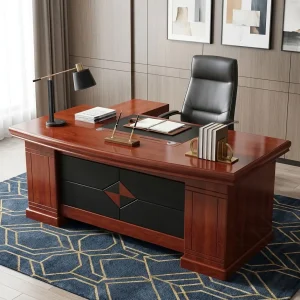 2000mm Mahogany Executive Office Desk with mobile side return and mobile pedestal drawers