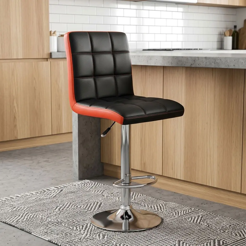 Adjustable Leather Bar Stool - Image 4