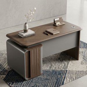 140cm Executive Office Desk with integrated side storage, lockable drawer, and cable management