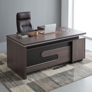 1.6m High-End Executive Office Table with side return, drawers, cabinets, and open storage