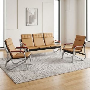 Corporate Lobby Sofa Set with three-seater bench and two matching padded visitor chairs
