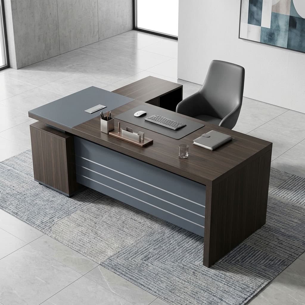 1.6m Commercial Director Desk with side return, integrated storage, drawers, and spacious work surface
