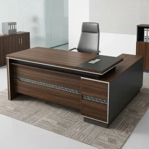 1.8M Modern Executive Office Desk with side return, drawers, spacious desktop, and contemporary executive design