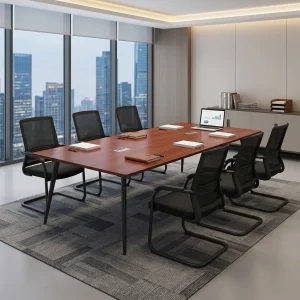 2400mm Modern Boardroom Table with spacious wood-grain tabletop and integrated cable-management ports