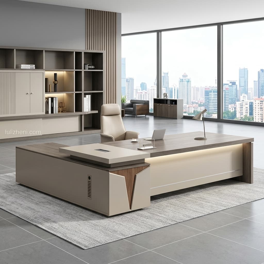 2000mm Modern Executive Office Desk with integrated side return