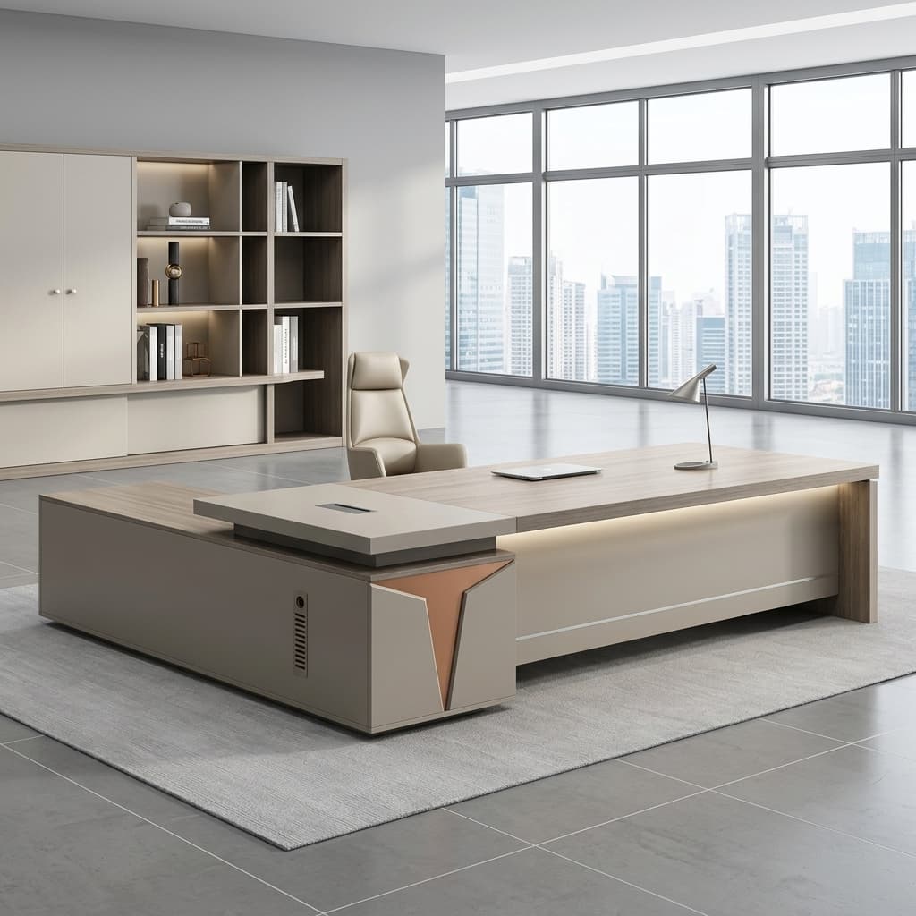 2000mm Modern Executive Office Desk with integrated side return
