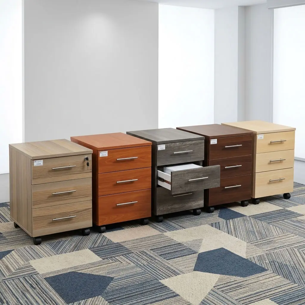 3-Drawer Office Mobile Pedestal with lockable drawers and mobile casters for office storage