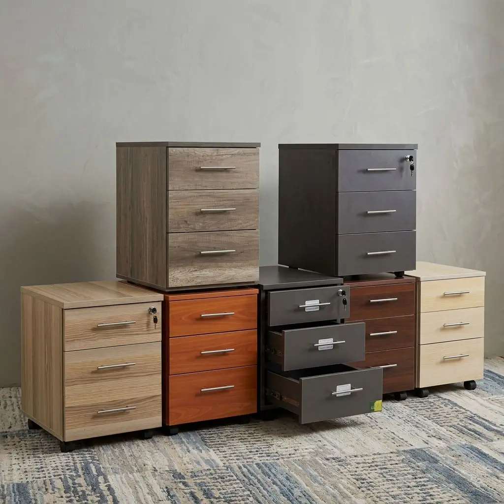 3-Drawer Office Mobile Pedestal with lockable drawers and mobile casters for office storage