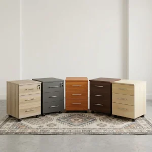 3-Drawer Office Mobile Pedestal with lockable drawers and mobile casters for office storage