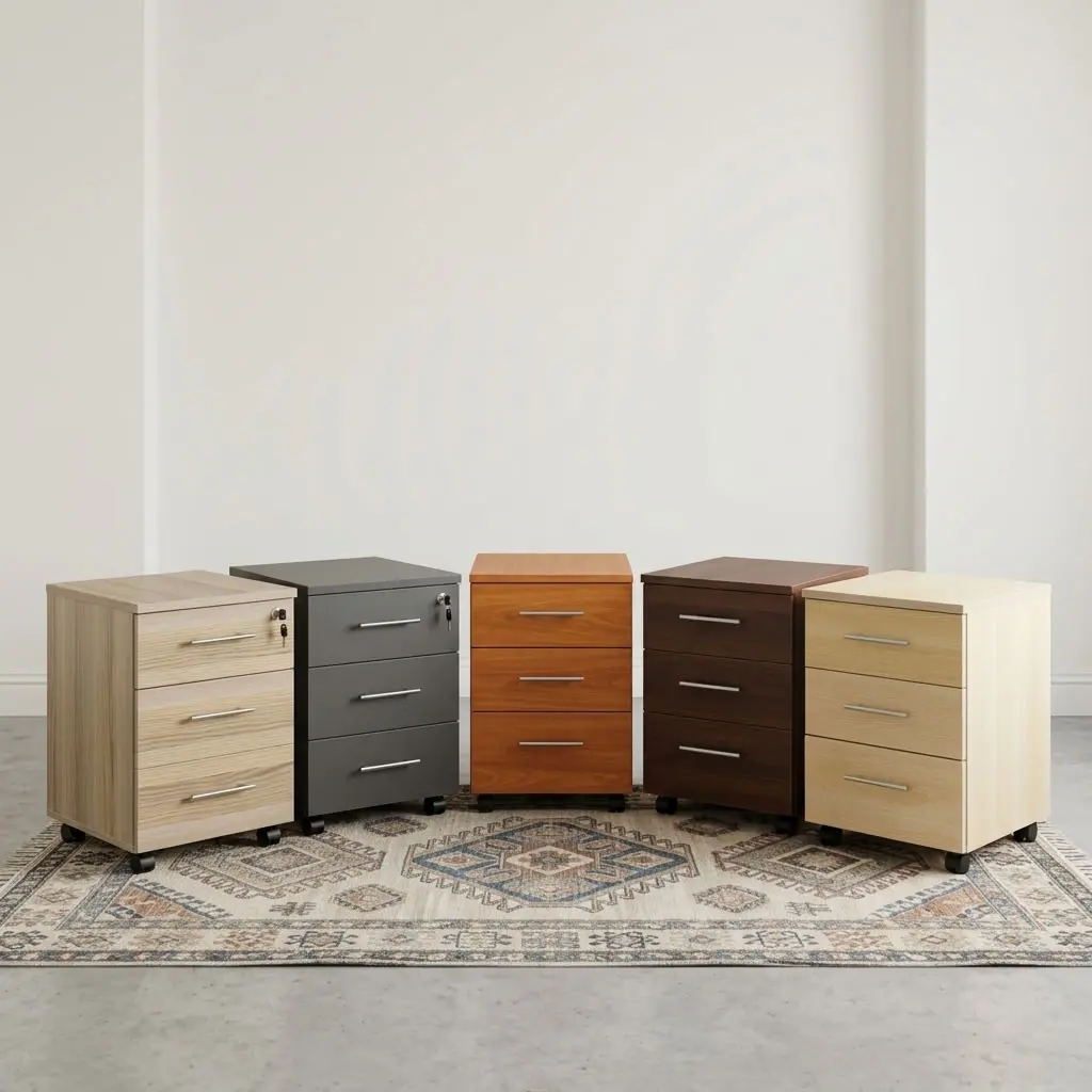 3-Drawer Office Mobile Pedestal with lockable drawers and mobile casters for office storage