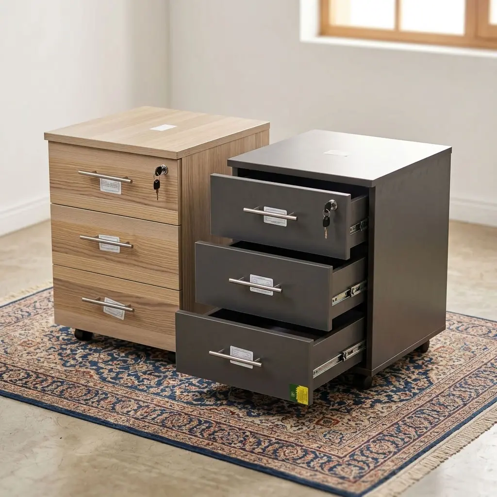 3-Drawer Office Mobile Pedestal with lockable drawers and mobile casters for office storage