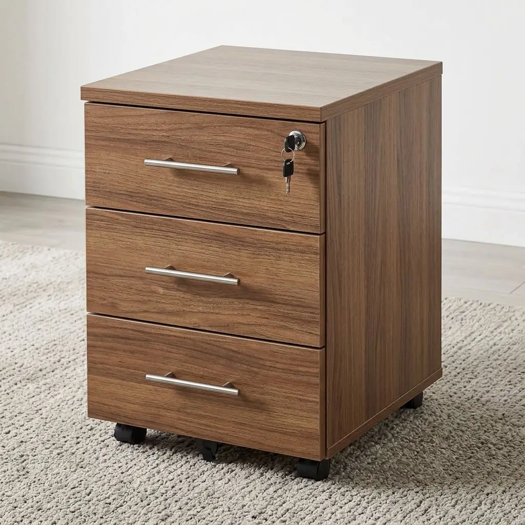 3-Drawer Office Mobile Pedestal with lockable drawers and mobile casters for office storage