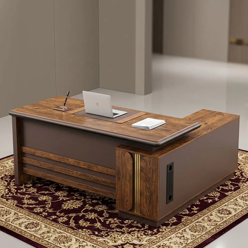 1600mm Executive Office Desk with premium wood-grain finish, L-shaped workspace, and modern executive design