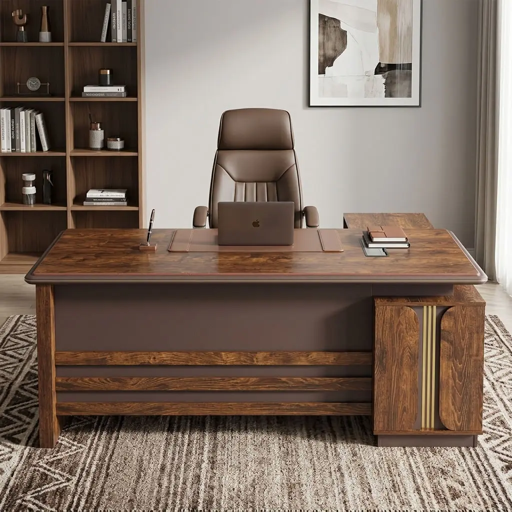 1600mm Executive Office Desk with premium wood-grain finish, L-shaped workspace, and modern executive design