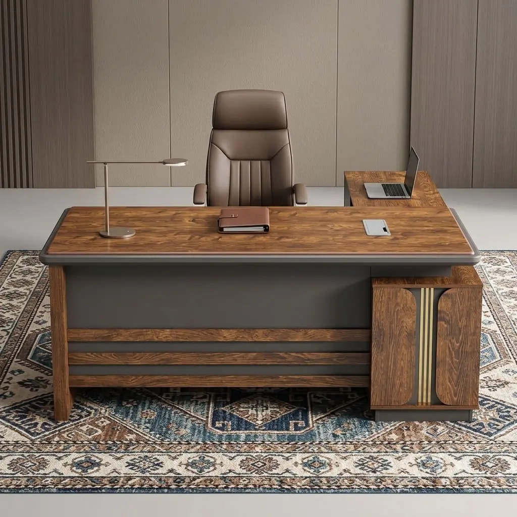 1600mm Executive Office Desk with premium wood-grain finish, L-shaped workspace, and modern executive design
