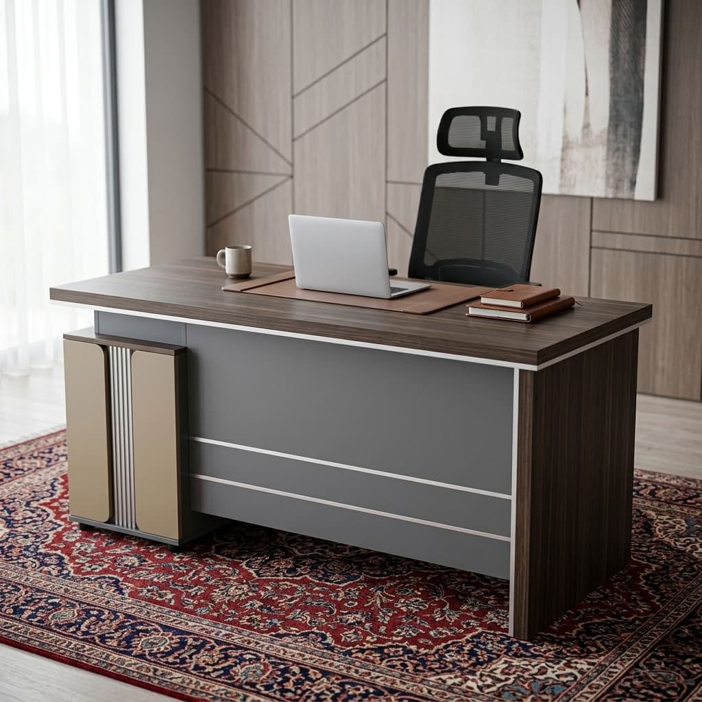1.4m Sleek Minimalist Office Desk with integrated storage and modern professional design