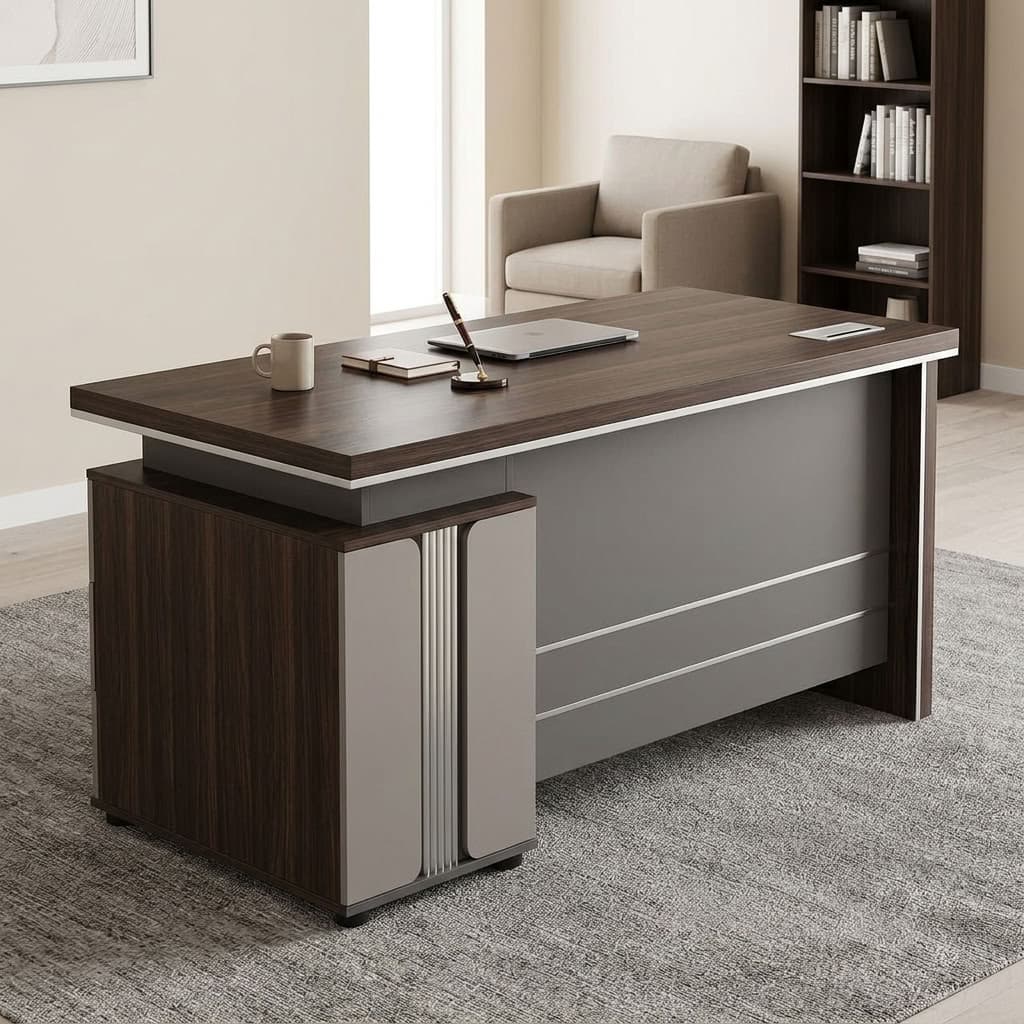 1.4m Sleek Minimalist Office Desk with integrated storage and modern professional design