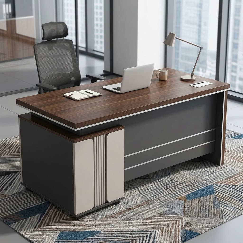 1.4m Sleek Minimalist Office Desk with integrated storage and modern professional design