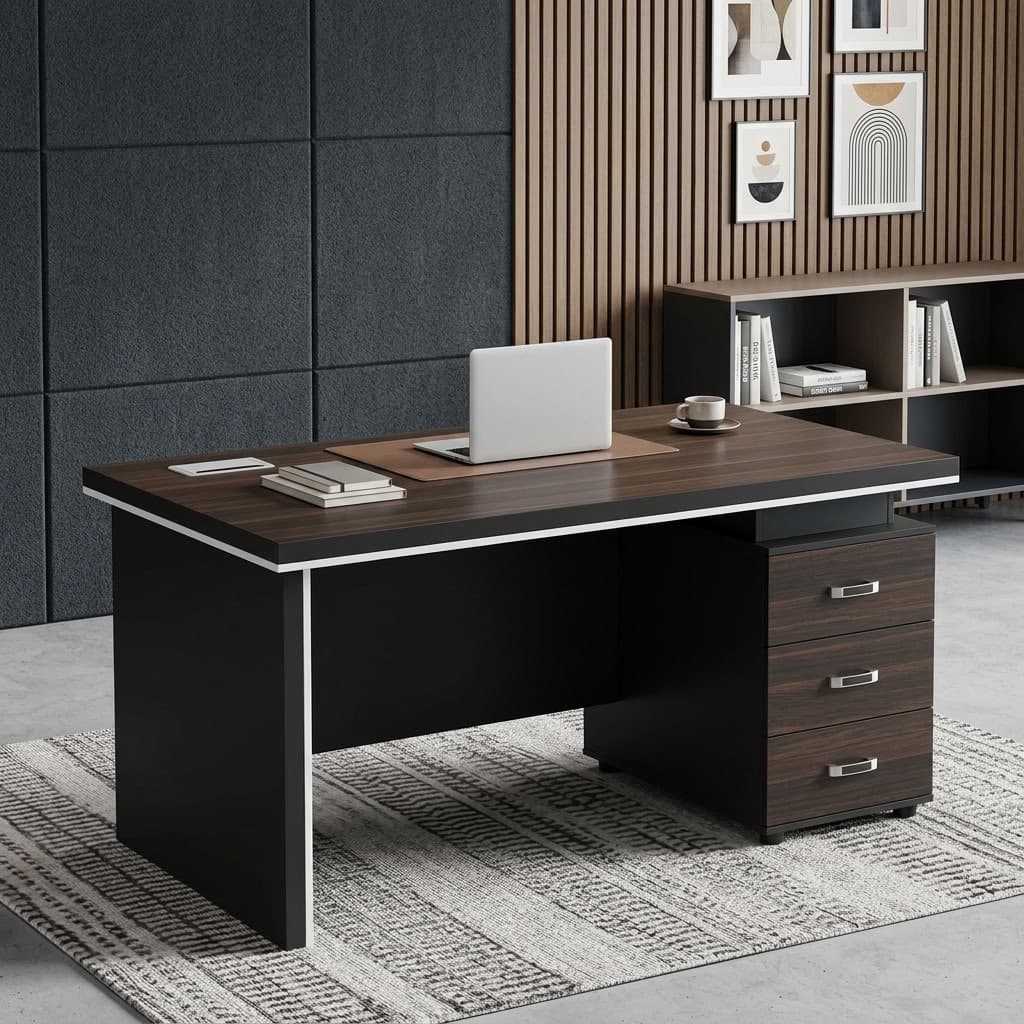 1.4m Sleek Minimalist Office Desk with integrated storage and modern professional design