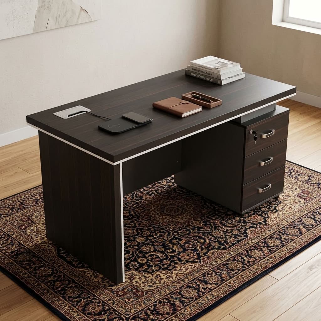 1.4m Sleek Minimalist Office Desk with integrated storage and modern professional design