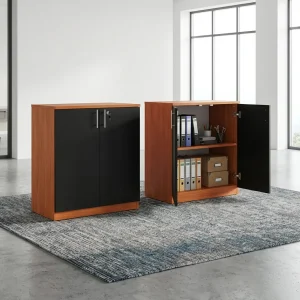 2 Door Wooden Credenza Cabinet with lockable doors and spacious office storage