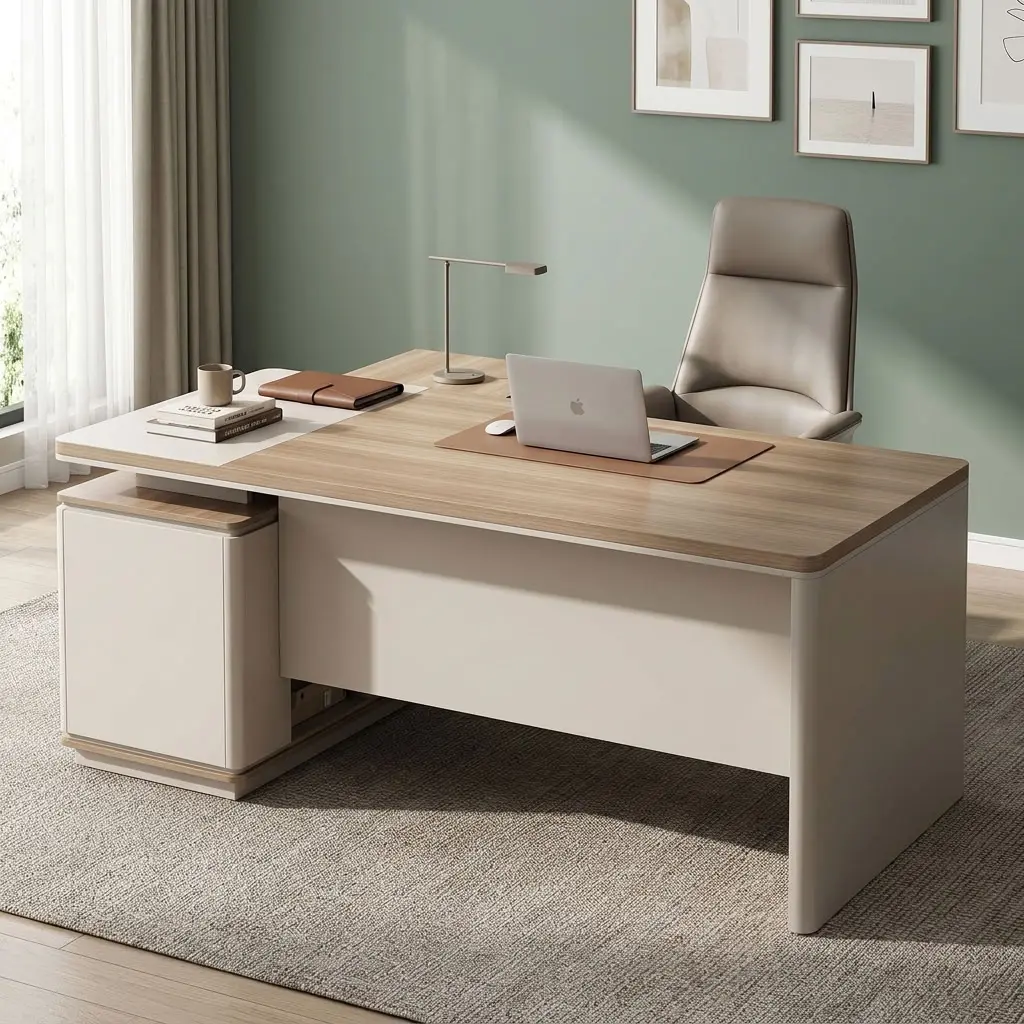 1.6M Executive Minimalist Office Desk with integrated storage and spacious work surface