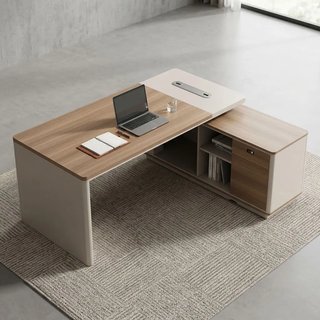 1.6M Executive Minimalist Office Desk with integrated storage and spacious work surface