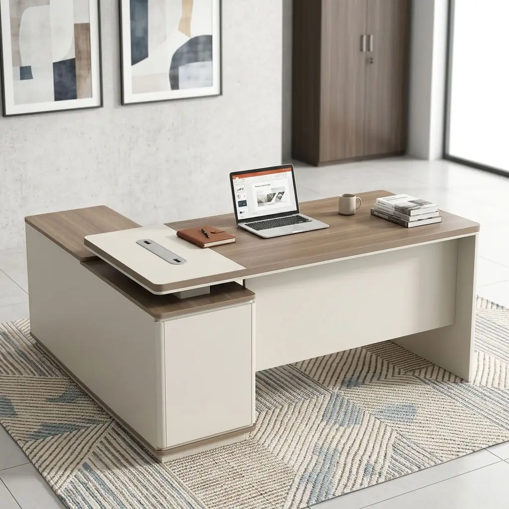 1.6M Executive Minimalist Office Desk with integrated storage and spacious work surface