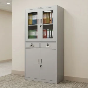 Half-Glass Cabinet With Drawers for secure office file and document storage