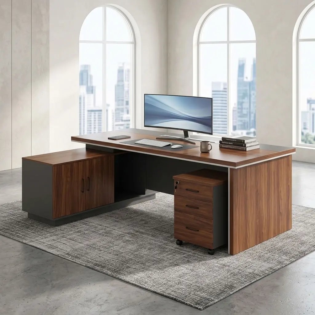 2m Modern Executive Office Desk with storage, cable management, and spacious executive work surface
