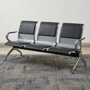 3-Link Half-Padded Waiting Seat with perforated metal back and durable chrome frame