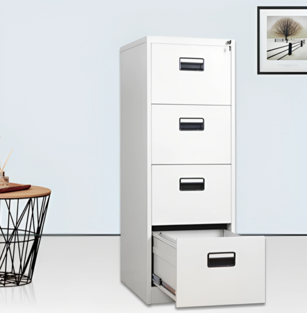 4-Drawer Metal Filing Cabinet – Grey Finish - Image 3