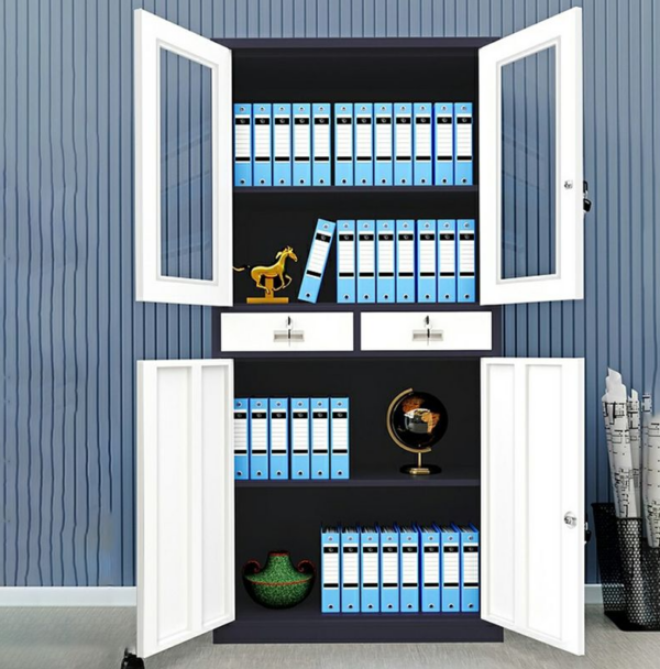 Half glass and metal filing cabinet with safe - Image 2
