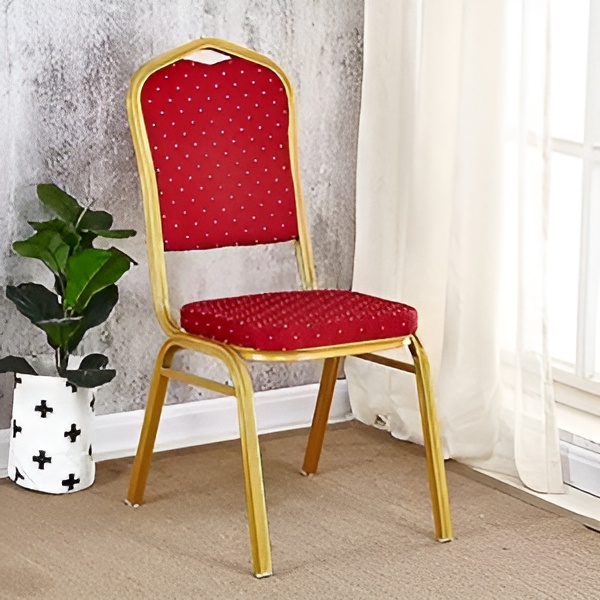High-Density Red Banquet Chair with gold frame