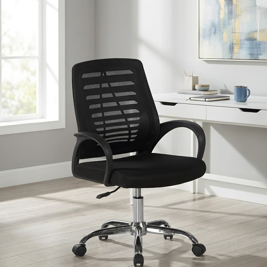 Secretarial Mesh Office Chair with chrome base