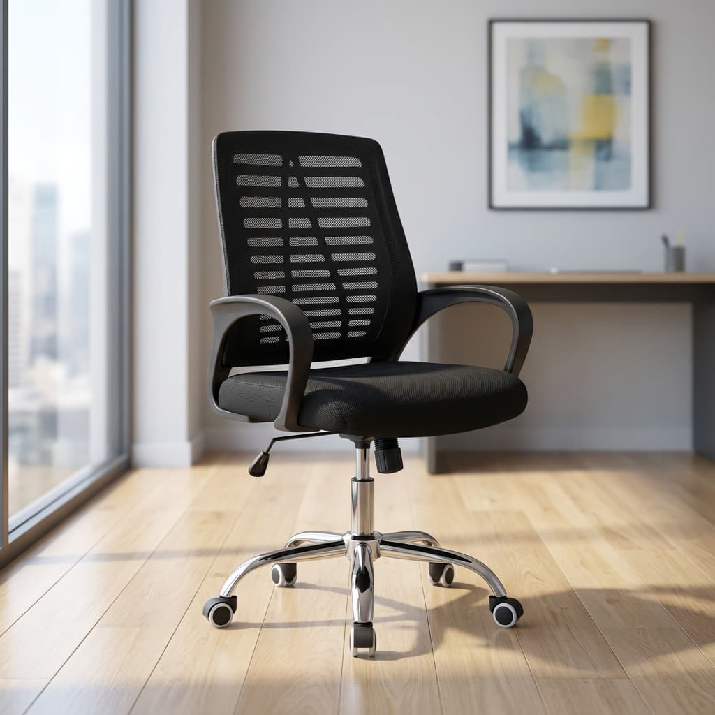 Secretarial Mesh Office Chair with chrome base