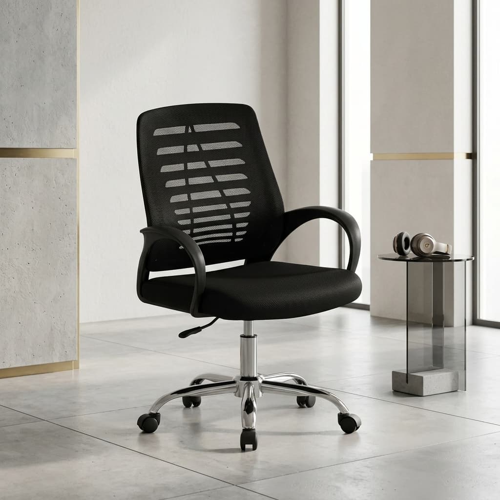 Secretarial Mesh Office Chair with chrome base